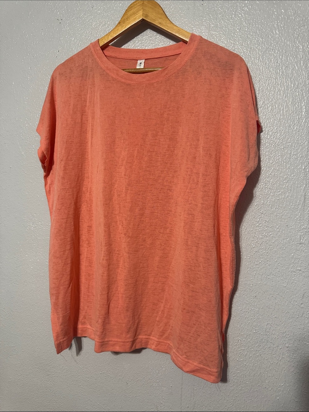 Athleta Coral Peach Boxy Relaxed Slub Knit Short Sleeve Tee XS